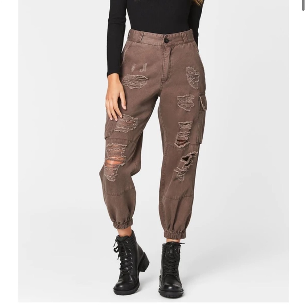 Carmar Brown ripped cargo pants